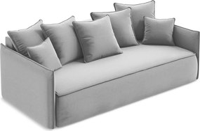 Divano grigio chiaro allungabile/con contenitore con rivestimento in velluto 225 cm Hula – Makamii