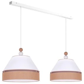 Duolla - Lampadario a sospensione con filo AVIGNON 2xE27/15W/230V bianco/marrone