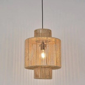 Lampadario Moderno CANCUN nero paralume beige E27 Ø30cm COREP