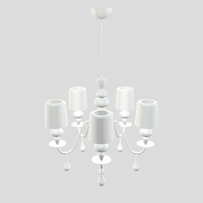 Lampadario Contemporaneo Eva In Plastica Bianco Alluminio 5 Luci