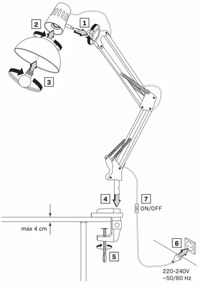 Lampada da tavolo WORKER 1xE27/10W/230V bianco