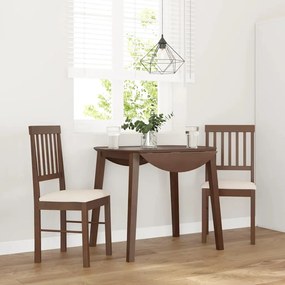 Sedie Da Pranzo Con Cuscini 2pz Marrone Legno Massello Di Hevea /