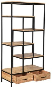 Libreria industriale in acacia e metallo nero L90 cm JASPE