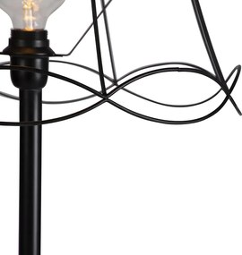 Lampada da terra nera con paralume a telaio Granny nero 45 cm - Simplo
