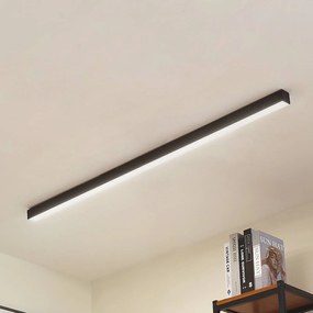 Lucande Plafoniera LED Teniona, 132 cm, nero, alluminio