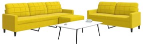 Set Di Divani 3 Pz Con Cuscini Giallo İn Velluto /