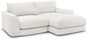 Divano angolare bianco (con penisola a destra/con chaise lounge) con rivestimento in ciniglia Leonore – Bobochic Paris