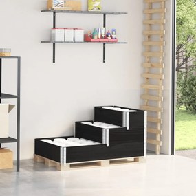 Fioriera Rialzata A 3 Livelli Nera 120x80 Cm Legno Di Pino /