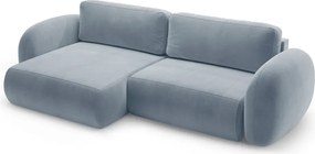 Divano angolare blu polveroso allungabile/con contenitore con rivestimento in velluto Tonale – Cosmopolitan Design