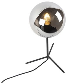 Lampada da tavolo Art Déco nera con vetro fumé 45,5 cm - Pallon
