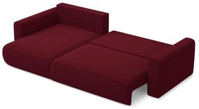 Divano angolare burgundy allungabile/con contenitore (con penisola a sinistra/con chaise lounge) con rivestimento in velluto Kapua – Makamii