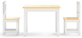 Set tavolo e sedie per bambini 3 pezzi bianco e beige in mdf