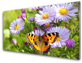Pannello cucina paraschizzi Fiori. Farfalla. Pianta. Natura 120x60 cm