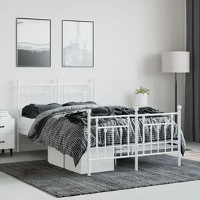 Giroletto con testiera e pediera metallo bianco 135x190 cm