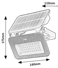 Rabalux 77159-LED Faretto solare LED 6W 3,7V sensore IP65 3000/4000/6500K