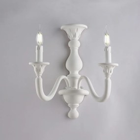 Applique Shabby Chic Lucca Legno Bianco 2 Luci E14