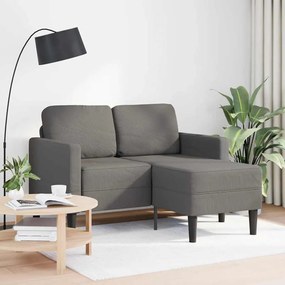 Divano 2 Posti Con Chaise Longue A L Grigio Chiaro 125 Cm Lino /