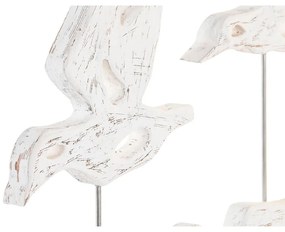 Statua Decorativa DKD Home Decor Marrone Bianco Ferro Legno di mango Uccelli (32 x 10 x 51 cm)