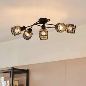 Plafoniera soffitto Eudoria Lindby, dimmerabile, Nero, Soggiorno / Sala da pranzo, Metallo, Moderno, Plafoniera