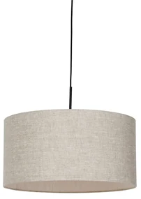 Lampada a sospensione nera paralume beige 50 cm - COMBI 1