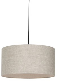 Lampada a sospensione rustica nera con paralume beige 50 cm - Combi 1