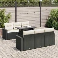 Set Divani da Giardino con Cuscini 7pz Nero Polyrattan 3326257