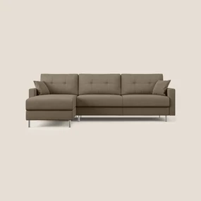 Megan divano letto angolare in microfibra smacchiabile T11 marrone 271 cm destro (mat. 140x197)
