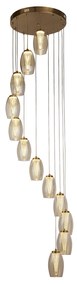 Lampadario Contemporaneo Ciclon Acciaio Bronzo Vetro Led 5,33W 3000K