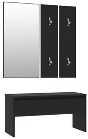 Set di mobili da corridoio nero in legno multistrato