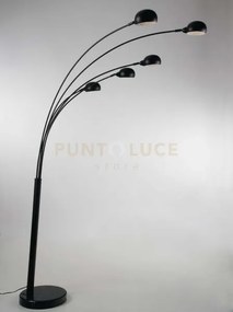 Piantana eracle nera 5 luci attacco e14 108x35x219cm  base in marmo...