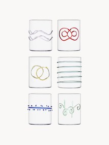 Set di 6 bicchieri acqua in vetro borosilicato fatti a mano Deco' Arlecchino