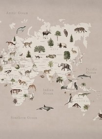 Rebel Walls Carta da parati panoramica Animal World - Pastel Pink