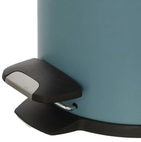 Pattumiera bagno in acciaio turchese cobalto con pedale e coperchio slim 3 lt