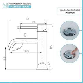 Set rubinetti lavabo bidet e doccia a due vie in acciaio inox Nuego