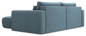 Divano angolare azzurro allungabile/con contenitore (con penisola a destra/con chaise lounge) Kapua – Makamii
