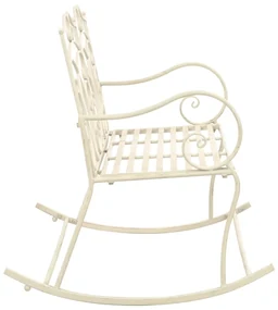 Panchina da giardino 104 cm in ferro bianco anticato