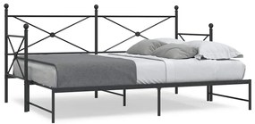 Divano Letto Estraibile Senza Materasso Nero 75x190 Cm Acciaio /