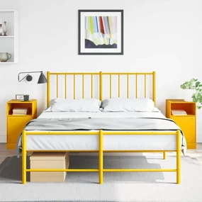 Comodini 2 Pz Giallo Senape 34,5x39x62 Cm İn Acciaio /