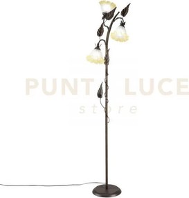 Piantana tristano marrone 3 luci attacco e14 48x172cm in metallo e ...