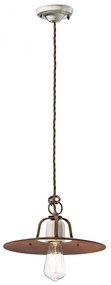 Lampadario Vintage Grunge Ferro E Ceramica Craquele' 1 Luce E27 30Cm