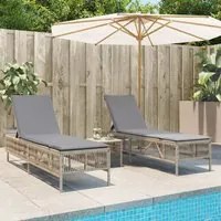 Lettini Prendisole 2 pz con Cuscini Beige in Polyrattan 3261599