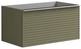 Mobile da bagno sospeso sotto lavabo L 80 x H 40 x P 45.5 cm verde laccato opaco, 1 cassetto Pixel stripes
