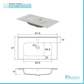Mobile bagno sospeso grigio pastello 90x47 cm con specchio e ceramica inclusi