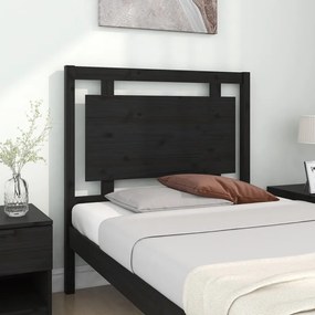 Testiera per letto nera 95,5x4x100 cm legno massello di pino