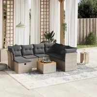 Set Divano da Giardino 8 pz con Cuscini Grigio in Polyrattan 3264742