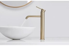 REA-B9409 - Miscelatore per lavabo LUNGO 28 cm, finitura oro