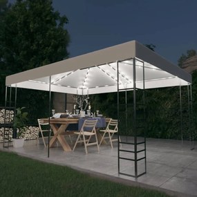Gazebo Con Stringa Di Luci Led 4x3x2,7 M Bianco /