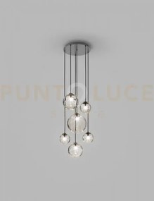 Puppet sospensione r6 fume' trasparente nero opaco 6 luci attacco g9