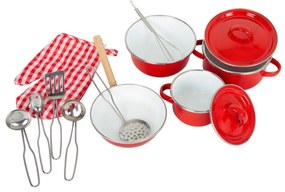 Small Foot - Stoviglie in metallo per bambini rosso