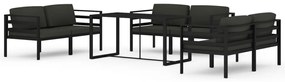 Set divani da giardino 7 pz con cuscini in alluminio antracite